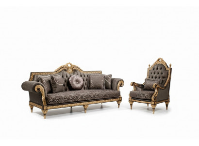 Klassesch Chesterfield Sofagarnitur 3+1 Sëtzer Designer Couchtisch 3tlg