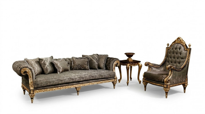 Klassesch Gro Szëschgarnitur 3+1 Sëtz Plaz Luxuriéisen Designer Dësch