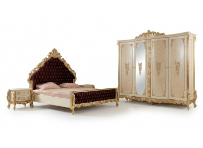 Klassescht Schlofzëmmer Set Duebelbett 2x Nuetsdëscher Kommode Schaf