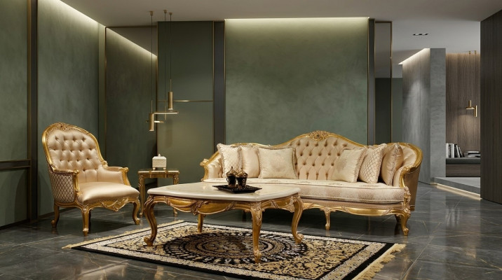 Beige Wunnzëmmer Chesterfield Sofa Garnitur Klasseschen 3-Sëtzer Sëtzgrupp