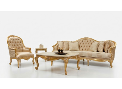 Beige Wunnzëmmer Chesterfield Sofa Garnitur Klasseschen 3-Sëtzer Sëtzgrupp