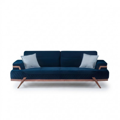 Däischterblo Sofa Wunnzëmmer 3-Sëtzer Textil Canapé Designer Dräisëtzer