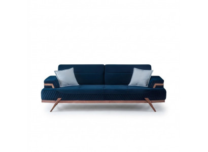 Däischterblo Sofa Wunnzëmmer 3-Sëtzer Textil Canapé Designer Dräisëtzer