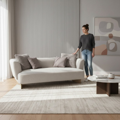 Groue Polster Drësëtz Wohnzëmmer Designer Couchen Holzgestell Sofa