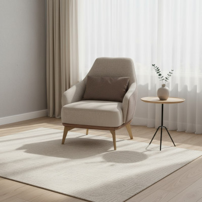 Exklusiven Sessel Wunnzëmmer Textil Eenzelsëtz Design Stilvoll Holz Féiss