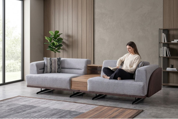 Groue Wunnzëmmer 3-Sëtzegen Luxus Drësëtzer Sofa Polster Couchen