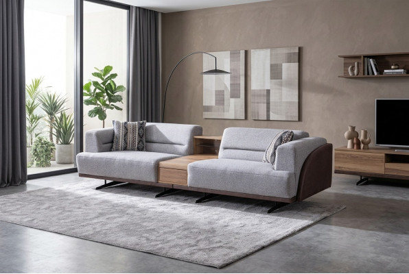 Groue Wunnzëmmer 3-Sëtzegen Luxus Drësëtzer Sofa Polster Couchen