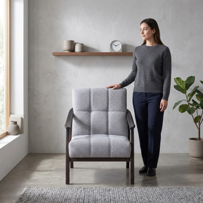 Designer gro Stull Wunnzëmmer Sëtzmiwwel Luxuriéist Holzgestell Nei