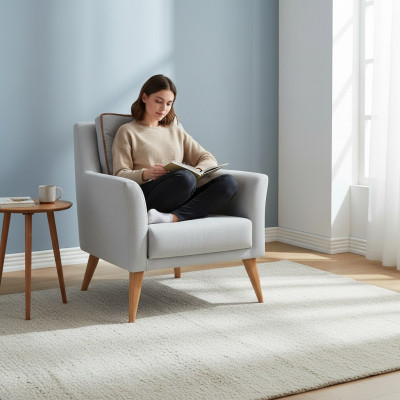 Hellbloen Wunnzëmmer Eenzëgez Designer Polstersëtz Relaxséier Miwwelen