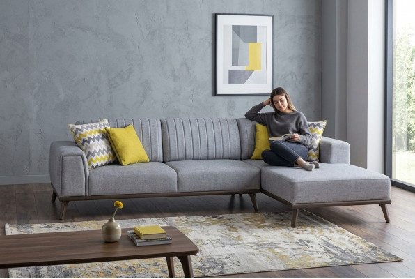 Gro L-Form Ecksofa Wunnzëmmer Wunnlandschaft Polstersofa Couchen