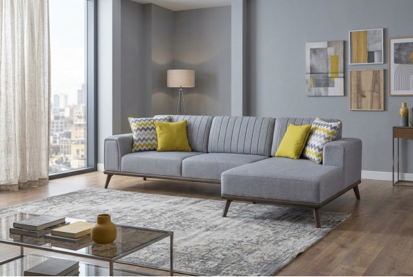 Gro L-Form Ecksofa Wunnzëmmer Wunnlandschaft Polstersofa Couchen