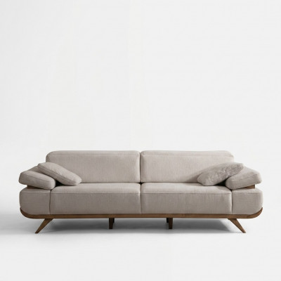 Hellbeige Textilcouch Designer Polstercouchen Wunnzëmmer Couchen 3-Sëtzer