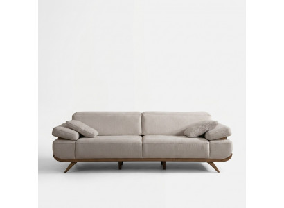 Hellbeige Textilcouch Designer Polstercouchen Wunnzëmmer Couchen 3-Sëtzer