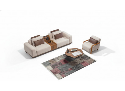 Béiges Exklusivt 2-Sëtzer Sofa Wunnzëmmer Couchen Modernen Zwësëtzeren