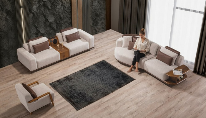 Beige Sofagarnitur Modern Luxus Sofas 3+2 Sëtzer Polstersëtz 3tlg. Set