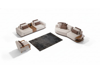 Beige Sofagarnitur Modern Luxus Sofas 3+2 Sëtzer Polstersëtz 3tlg. Set