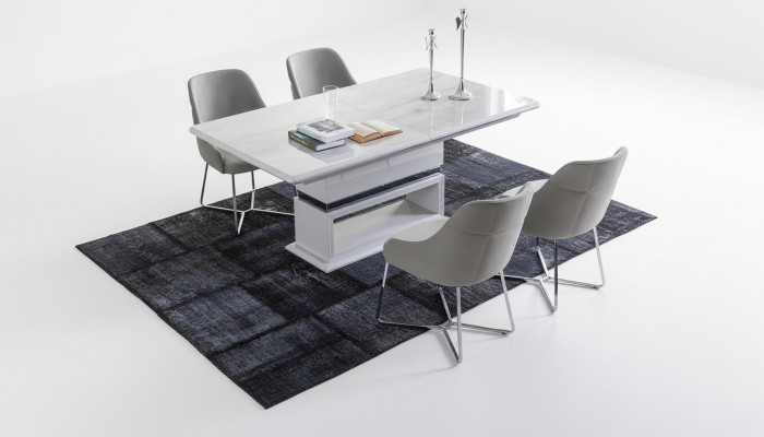 Moderne Iesszëmmer-Set Besteet aus 5-Del. Iessdësch an 4x Stull Neiheet