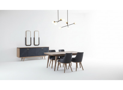 Luxus Iesszëmmer Set Iessdësch + 4x Still + Anrichte mat 2x Spigel Nei