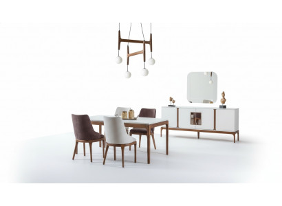 Luxus Iesszëmmer Set Iessdësch 4x Stiiler Anrichte Spigel 7 Deeler Modern