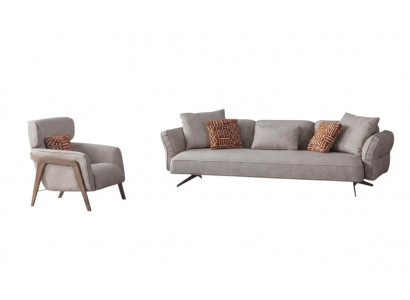 Luxus Modern Wunnzëmmer Set 4tlg. Sofa 4 Sëtzer Fauteuil Dësch Garnitur