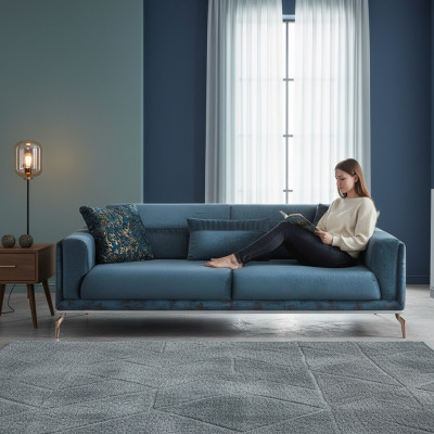 Modern Sofa 3-Sëtzer Luxus Gréng Design Miwwel am Wunnzëmmer Couchen 235cm