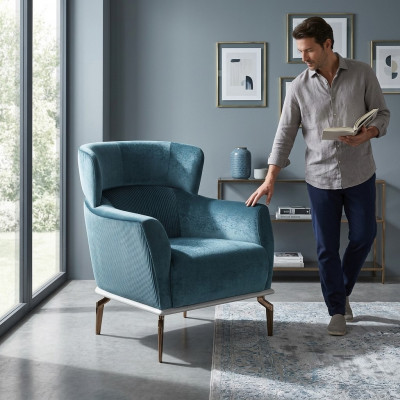 Design Still Moderne gréng Faarf Wonnerzëmmer Sëtzmiwwelen Textil Luxus Miwwelen