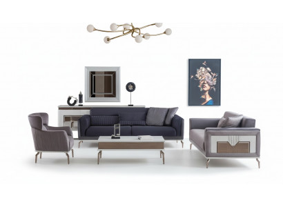 Design Wunnzëmmer Set Sofas Sesselen Modernen Dësch 3+3+1 Dësch.