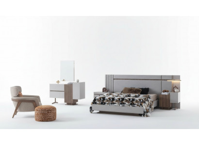Schlofkummer Set Luxus Komplett Bett +2x Nuetsdëscher 3tlg. Modernt Set Nei