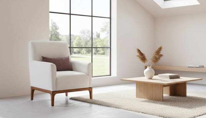 Design Sëtz 1 Sëtz Luxus Relax Textil Wäiss Sëtz an der Stuff Club Lounge