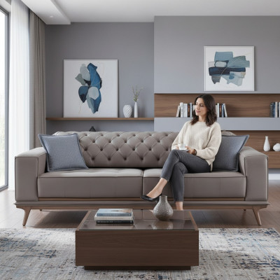 Sëtz 4-Sëtz Design Sofas Polster Gro Textil Relax Sëtz Miwwelen Modern