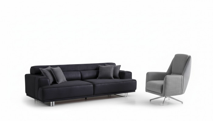 Sofa-Set 3 Sëtzer an Fauteuil Designer Miwwelen Wunzimmer Couch Miwwelen
