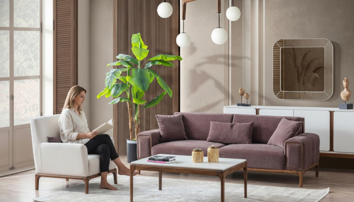 Wunnzëmmer Set 3+1 Sëtzer Couchdësch Sofagarnitur Still Modern Design