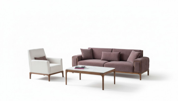 Wunnzëmmer Set 3+1 Sëtzer Couchdësch Sofagarnitur Still Modern Design