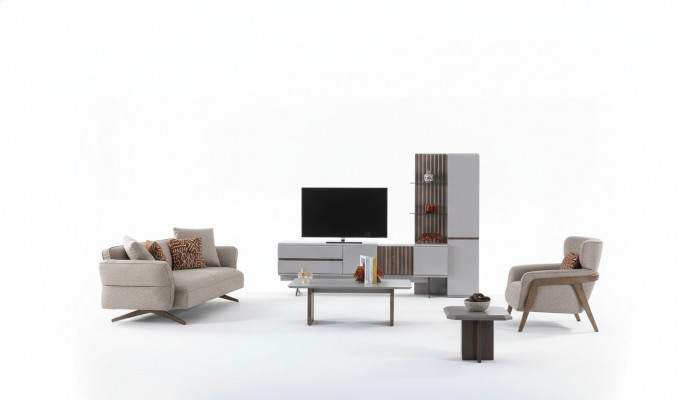Wunnzëmmer Set Ariichtung Komplett Zëmmer Miwwelen Sofa Couch Set 5tlg.
