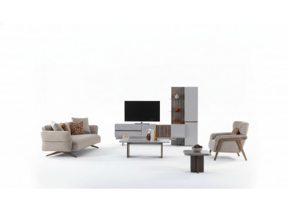 Wunnzëmmer Set Ariichtung Komplett Zëmmer Miwwelen Sofa Couch Set 5tlg.