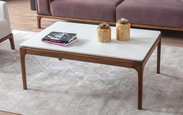 Couchtisch 110 x 76 Dësch Miwwelen Ariichtung Holzdëscher Modern Miwwelen