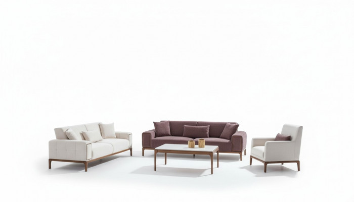 Sofagarnitur 3+3+1 Sëtzer + Dësch 4tlg Set Polstersaachen Miwwelen Canapé Couch