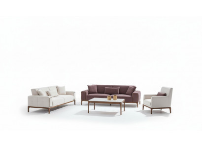 Sofagarnitur 3+3+1 Sëtzer + Dësch 4tlg Set Polstersaachen Miwwelen Canapé Couch