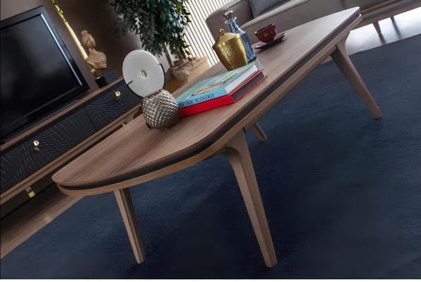 Couchtisch 130 x 75 Dësch Miwwelen Ariichtung Holzdëscher Modern Miwwelen