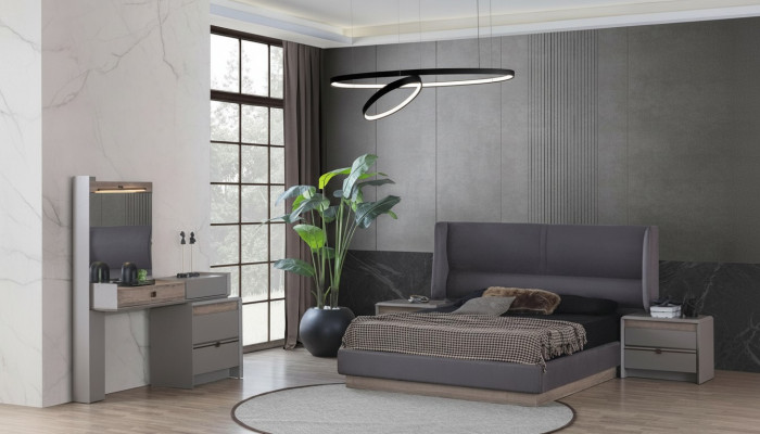Exklusivt Schlofzëmmer-Set Stil Bett + Schminktisch an 2x Nuetsdësch 4-Deeler.