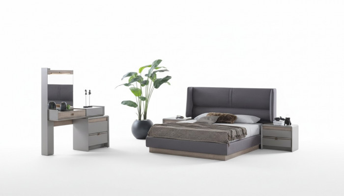 Exklusivt Schlofzëmmer-Set Stil Bett + Schminktisch an 2x Nuetsdësch 4-Deeler.