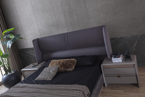 Schlofzëmmer Set Luxus Komplettbett 2x Nuetsdësch Modern 3 Stéck Nei