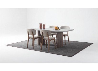 Designer Iesszëmmer Set besteet aus engem 5-Deeler Iessdësch an 4 modernen Still.