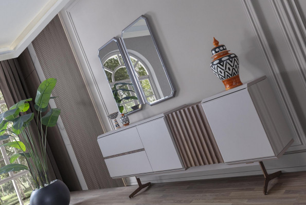 Exklusiv Iesszëmmer Säitebord 2x Spigel Stil Kommode 210cm Holz 3tlg