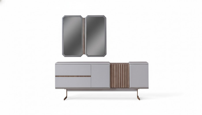 Exklusiv Iesszëmmer Säitebord 2x Spigel Stil Kommode 210cm Holz 3tlg