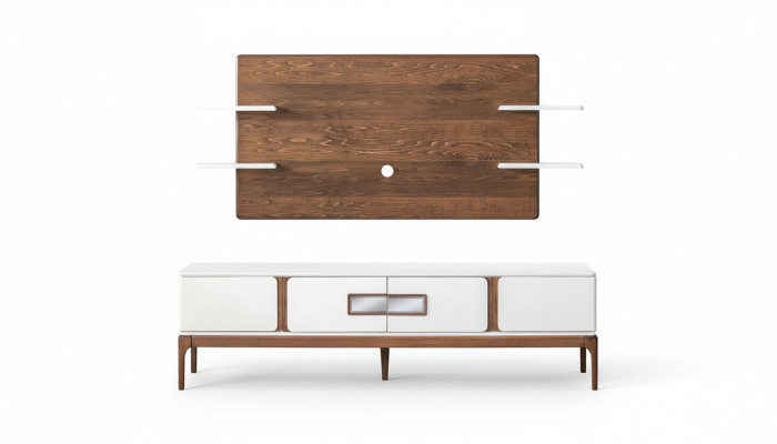 Stil Wohnzimmer Set Wunnwand 2-Teileg. Sideboard TV-Wandpaneel Wunnwänn