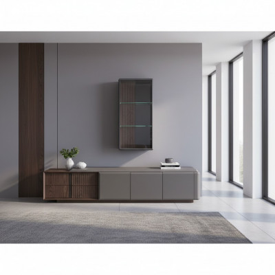 Designer Wunnzëmmer Set TV-Schränk mat exklusivem Wandregal Regal 2tlg.