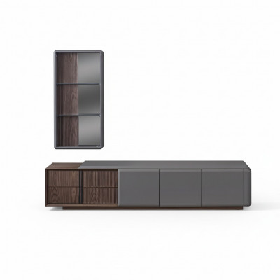 Designer Wunnzëmmer Set TV-Schränk mat exklusivem Wandregal Regal 2tlg.