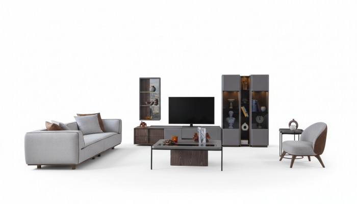 Designer Wunnzëmmer Set 7 Deeler Modern Wunnengsmaueren Wunnzëmmer Mauer-Schränk