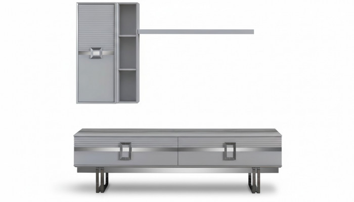 Modern Wohnwand Wohnzimmer Besteet aus 4 Deeler an Exklusiv Wäiss Wohnwänn.